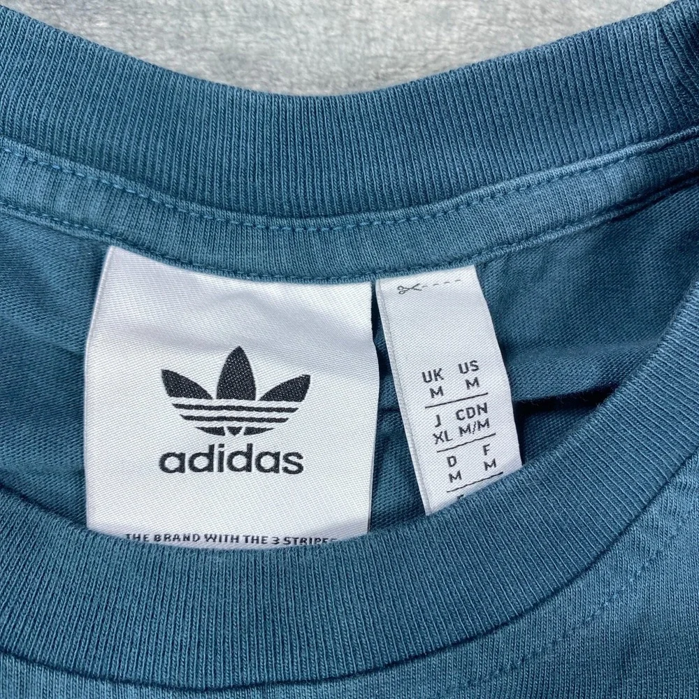 Adidas Originals Shirt Men's Medium Blue Cloud Trefoil Graphic Streetwear Tee
